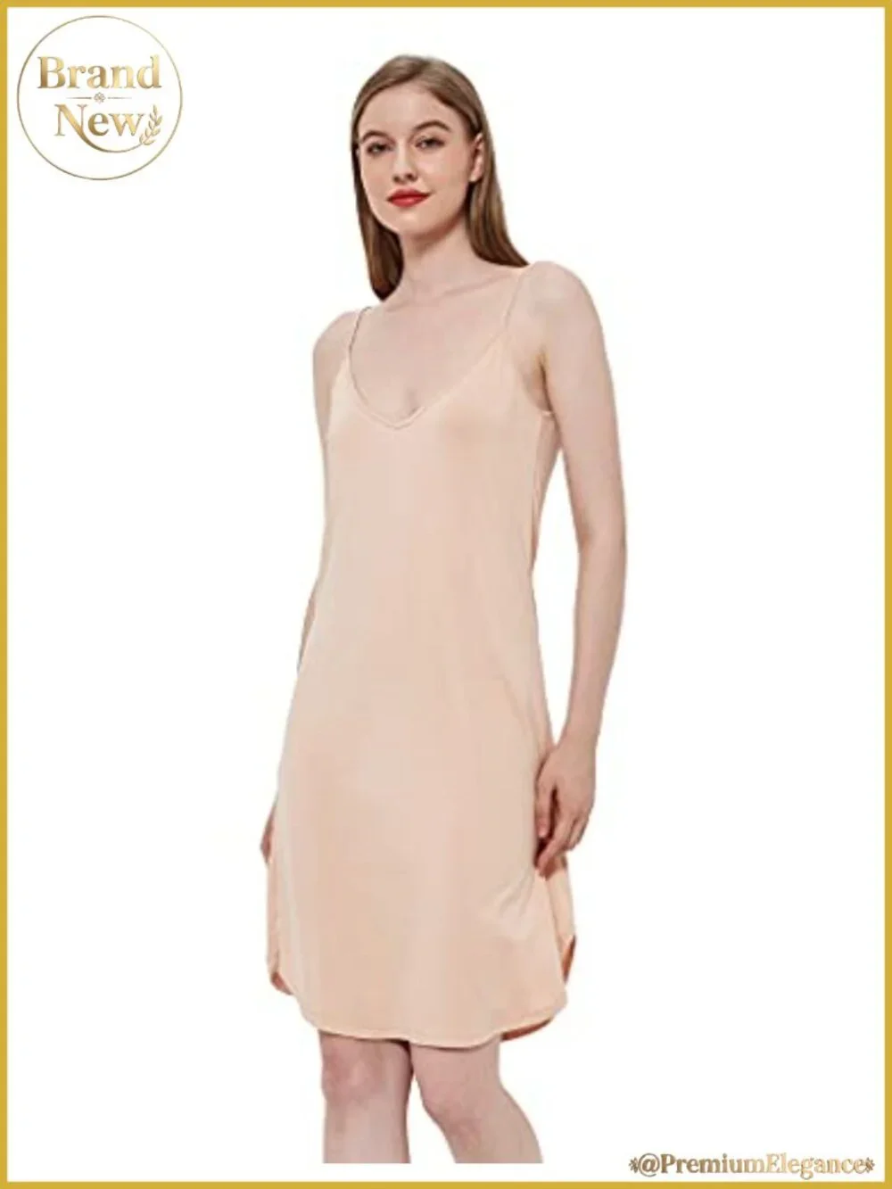 Bamboo Viscose Full Slip Dress with Adjustable Straps, Knee Length